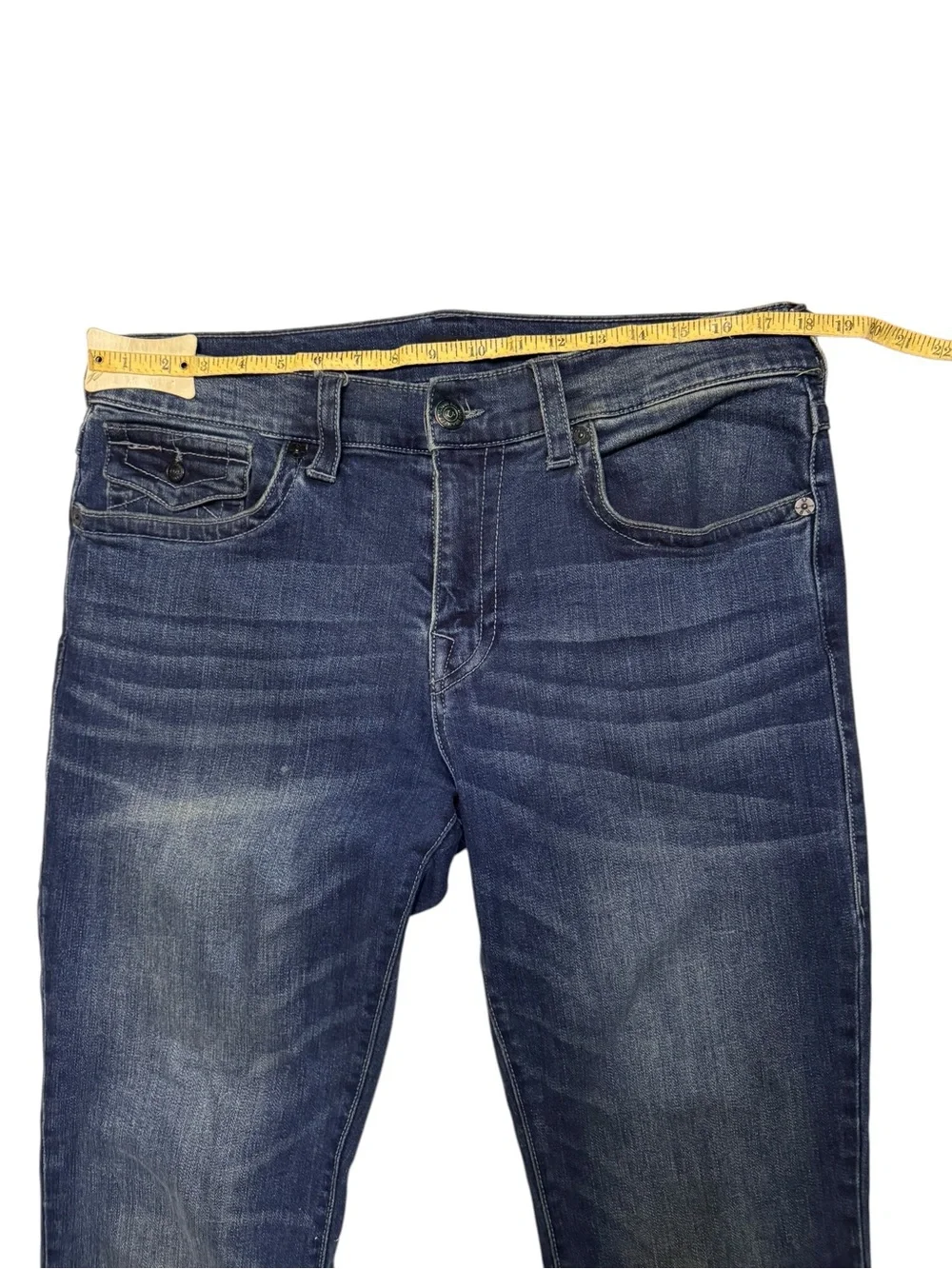 True Religion Men's Ricky Dark Blue Relaxed Straight Fit Denim Jeans Sz 33 READ